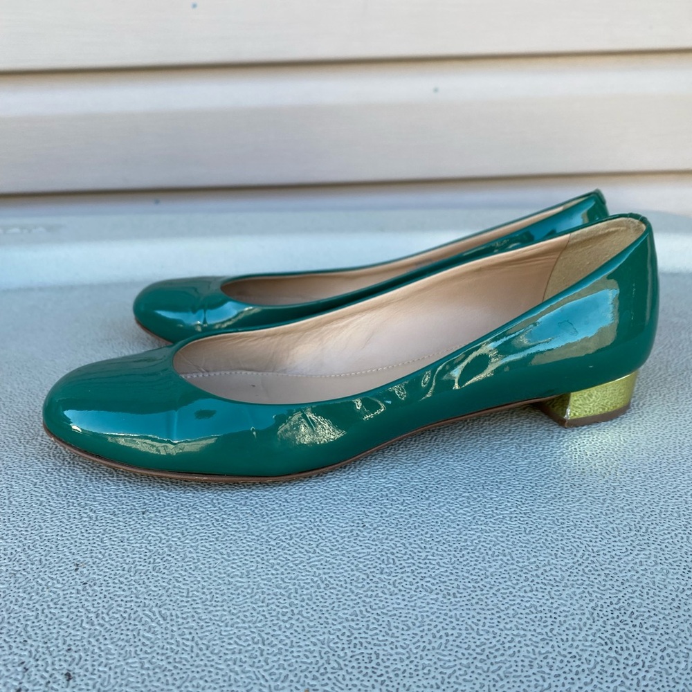 JCrew Green Flats with Gold Heel Women’s 7 - Picture 4 of 12
